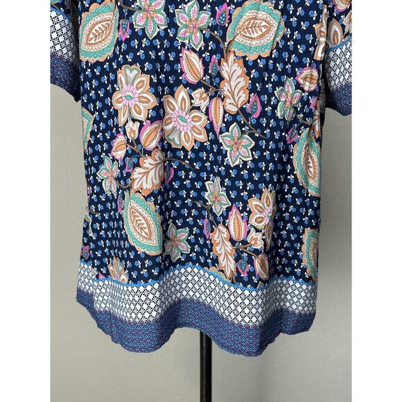 Weekend Suzanne Betro Blue Floral Peasant Boho Top Size 2X Boho Hippie - Picture 7 of 13